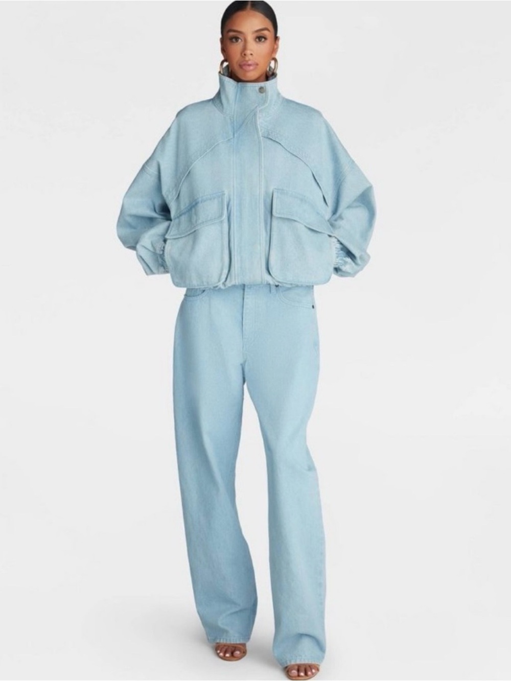 KBB: KAHLANA 🎯 Light Blue Oversized Bomber Jacket - Women